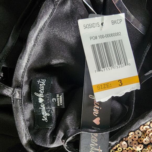 NWT Sequin Hearts Sz 3 Gold Black Event Jumpsuit Pockets Formal Wedding Guest - Picture 8 of 9